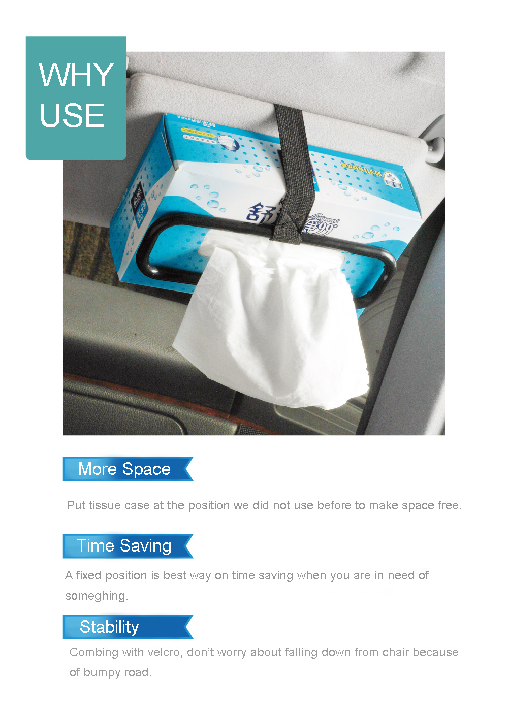 Adjustable Tissue Box Holder for Cars HPA524