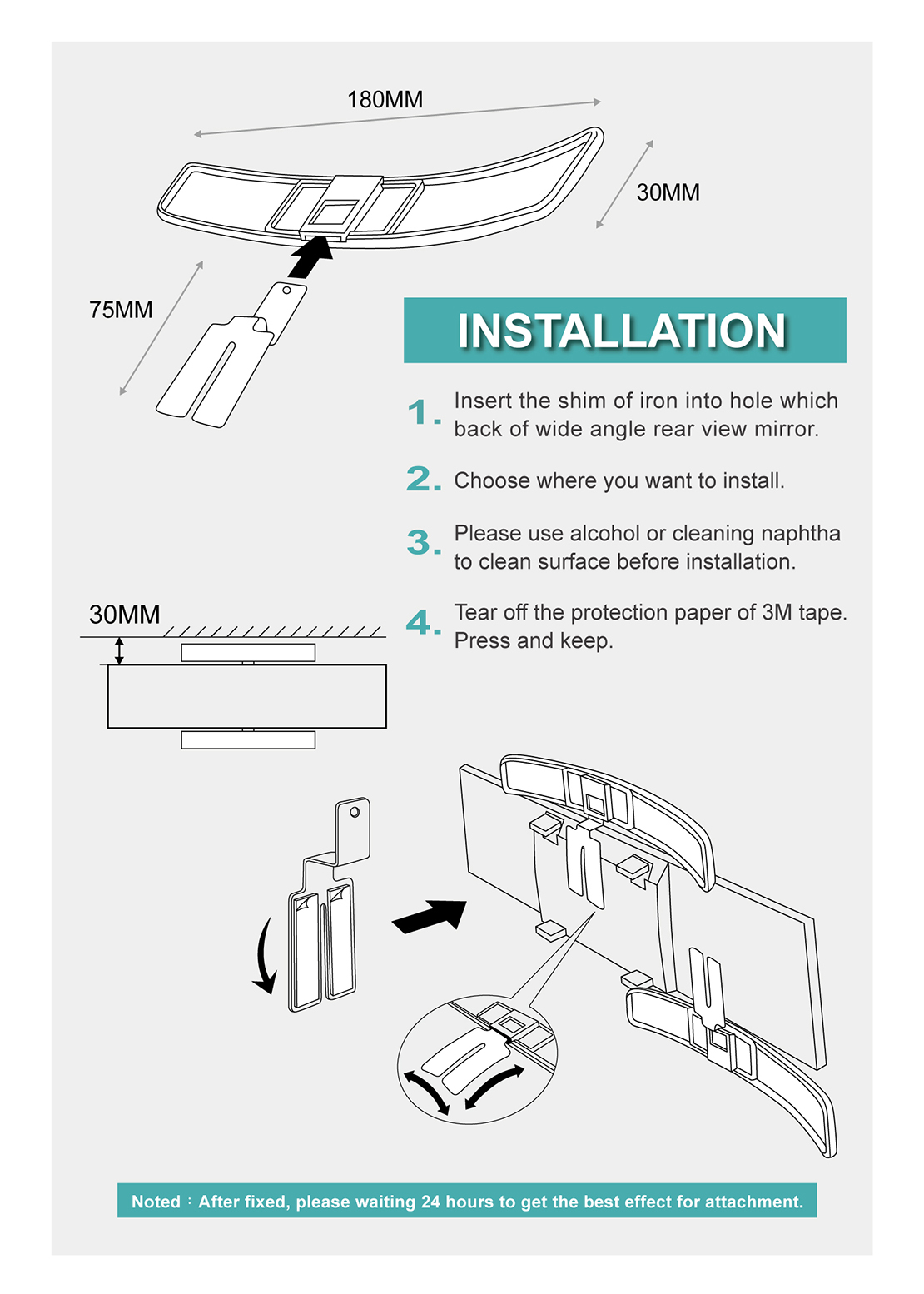 Car Blind Spot Wide Angle Rear View Mirror HP2834