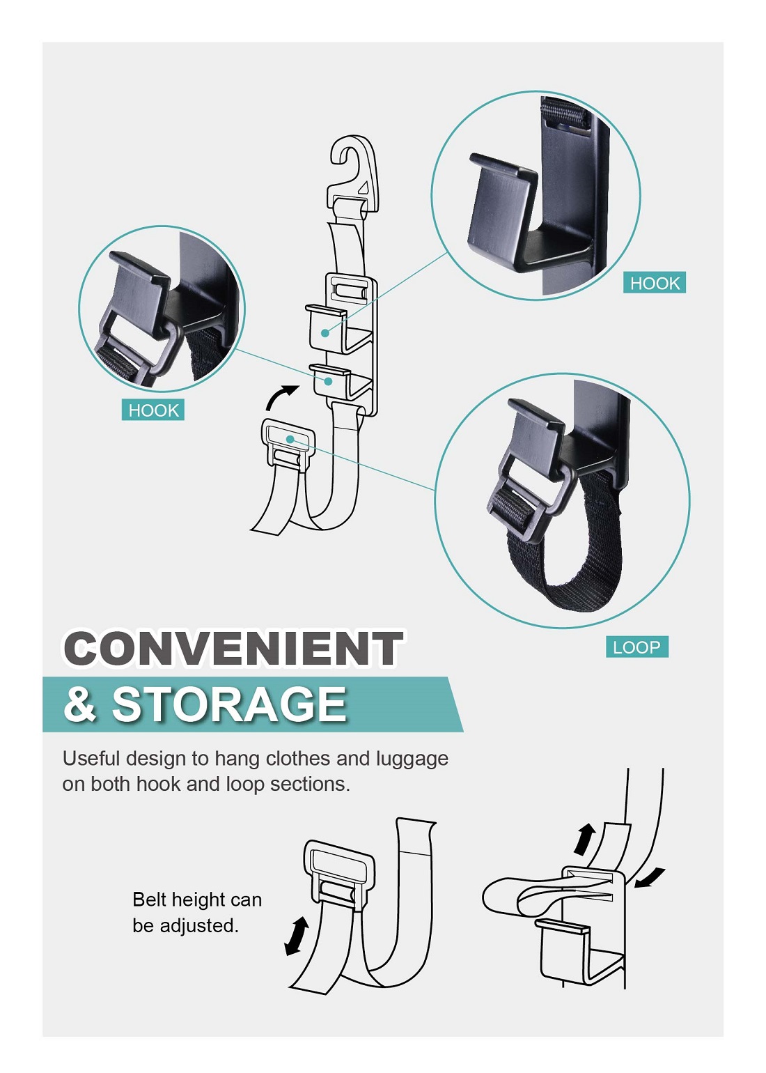 Adjustable Car Seat Headrest Hooks Hangers HP2555