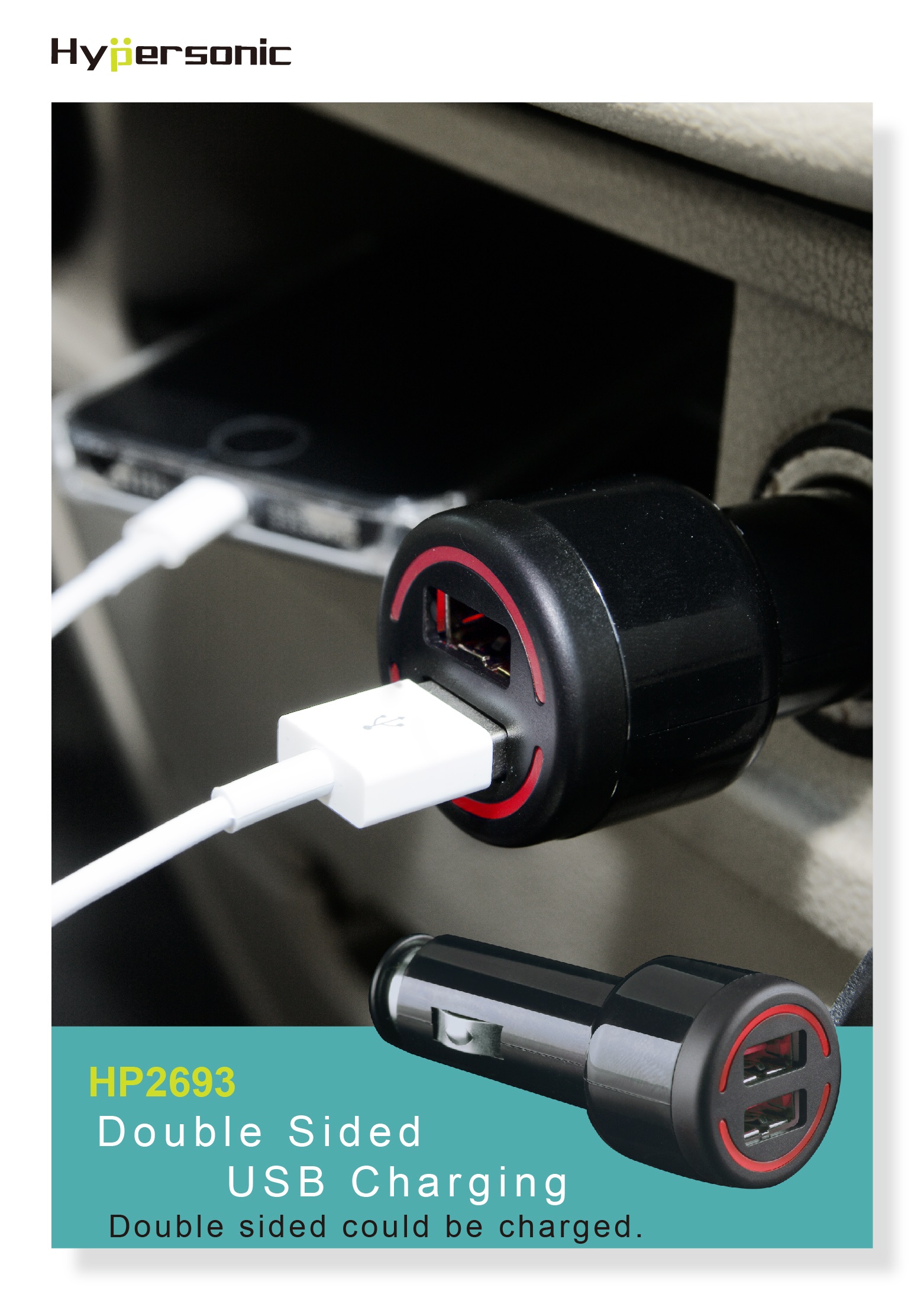 Bidirectional Holes Car USB Charger HP2693