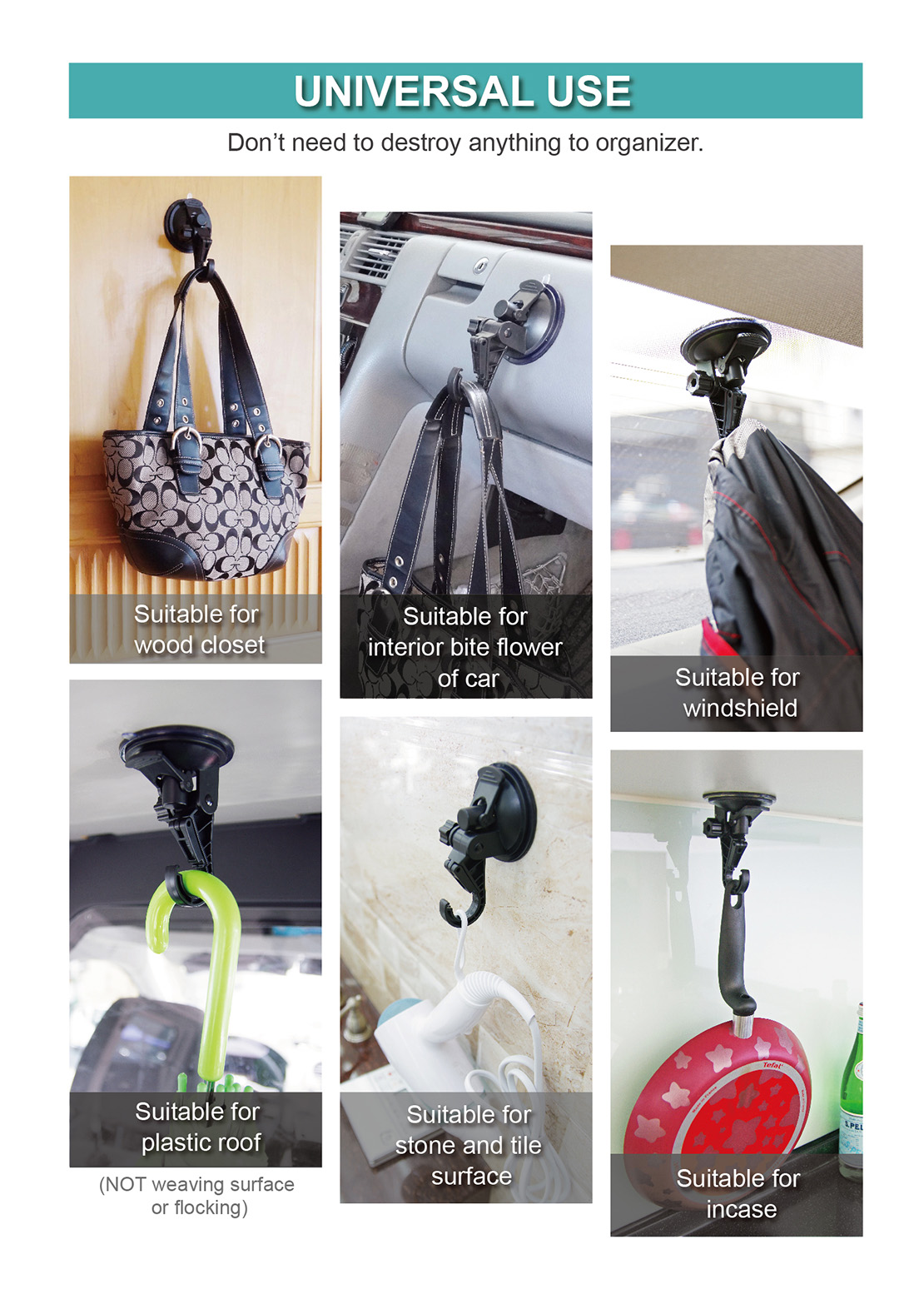 Powerful Suction Car Hooks Hangers HP3513