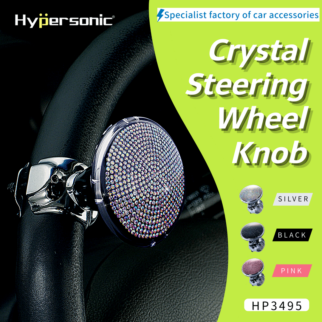 Black Crystal Steering Wheel Spinner Knob (SMALL SIZE) HP3495-3