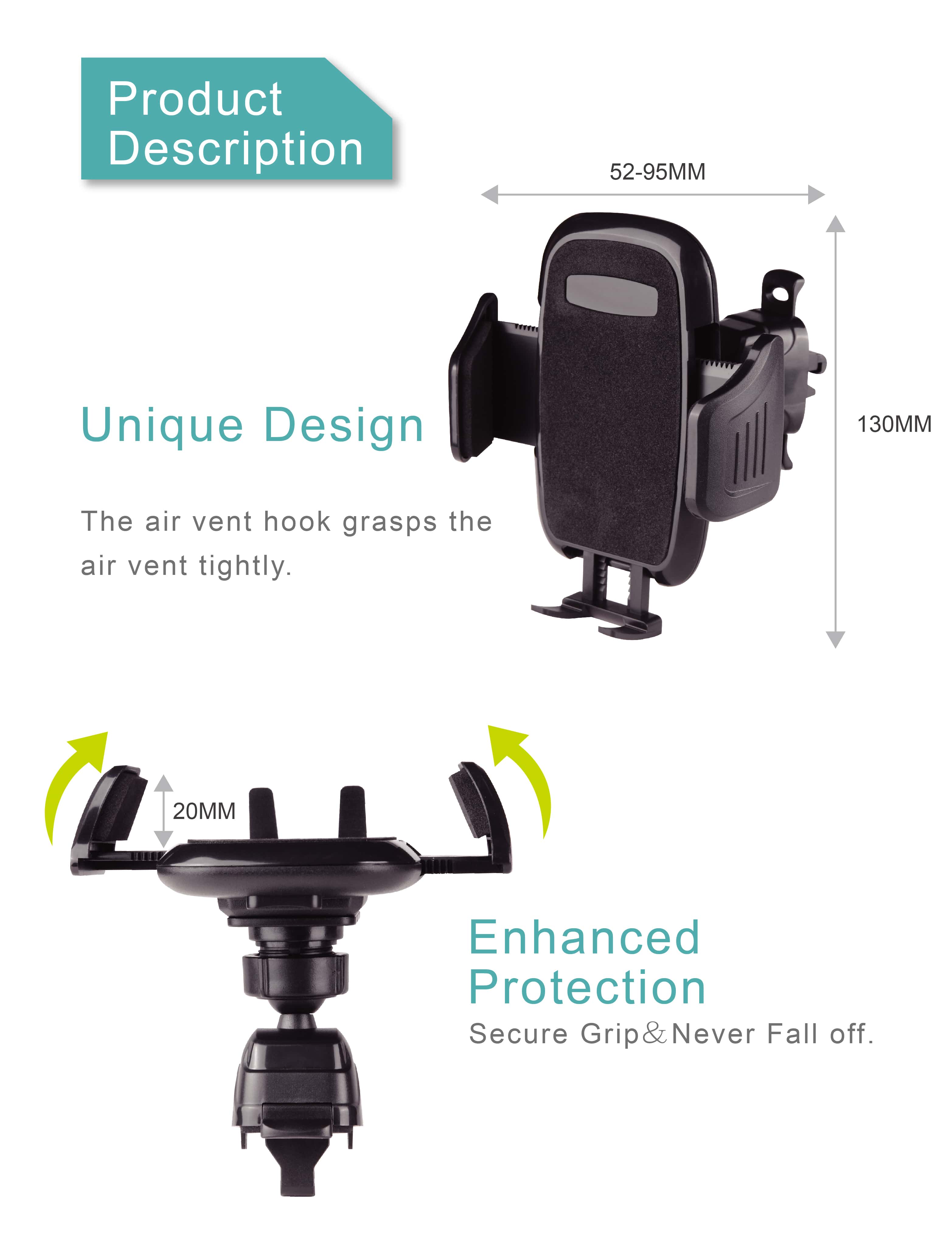 CLIP CAR AIR VENT CELL PHONE HOLDER HPA539 Car accessories supplier & manufacturer Taiwan