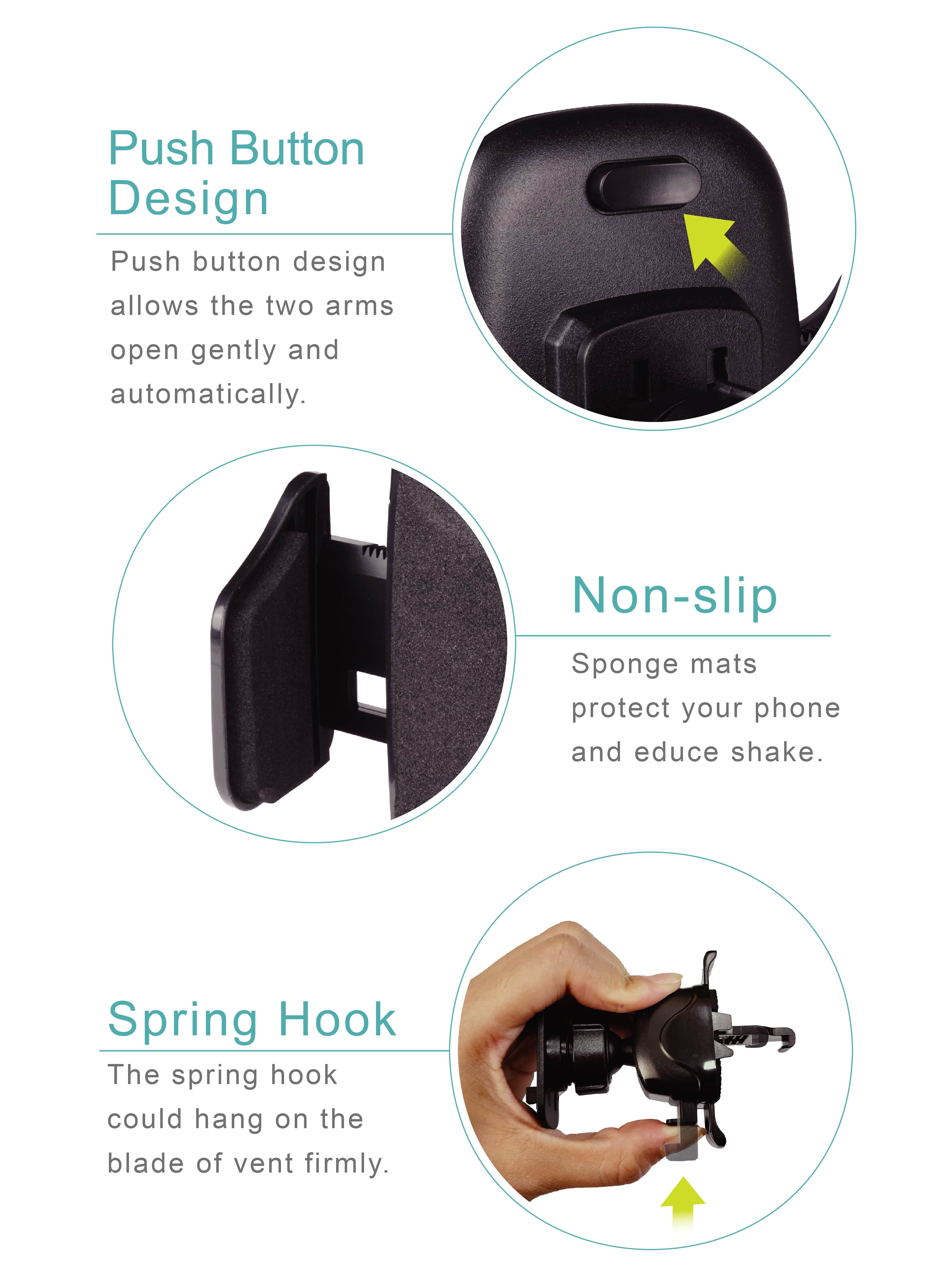 CLIP CAR AIR VENT CELL PHONE HOLDER HPA539 Car accessories supplier & manufacturer Taiwan